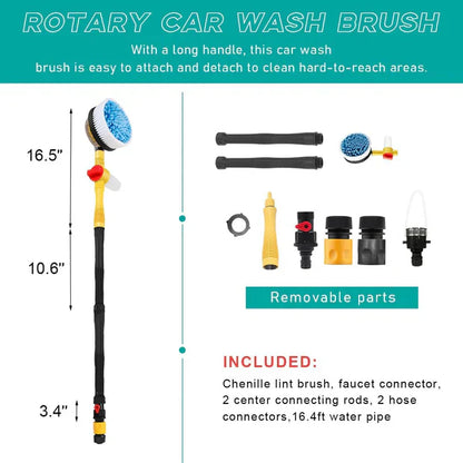 Automatic 360° Rotating Car Wash Cleaning Brush Kit Scratch-Free Cleaning